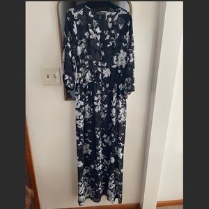 Forever21 sheer long sleeve floral maxi dress